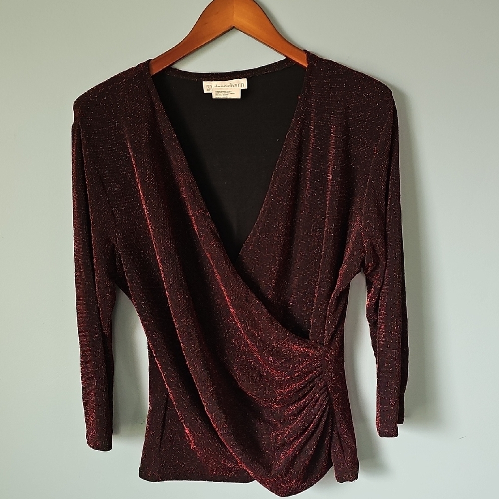 Vintage Dress Barn Shimmery Wrap Blouse Size Large